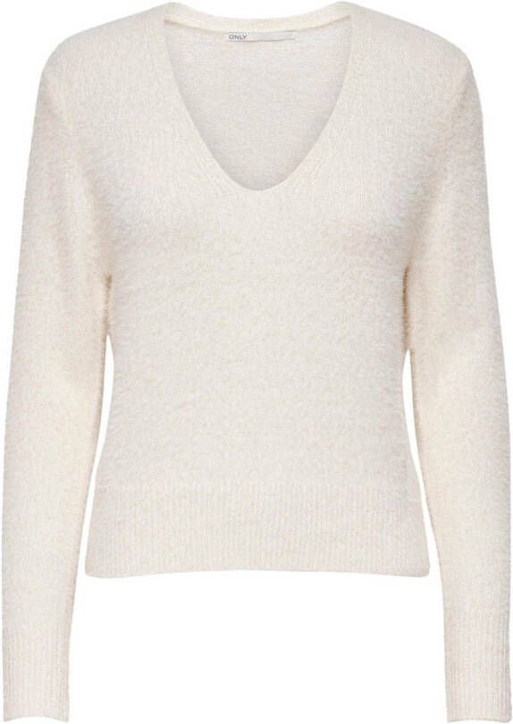 Only Onlella Piumo LS V-Neck NCA KNT Cloud Dancer | Freewear Wit White Dames