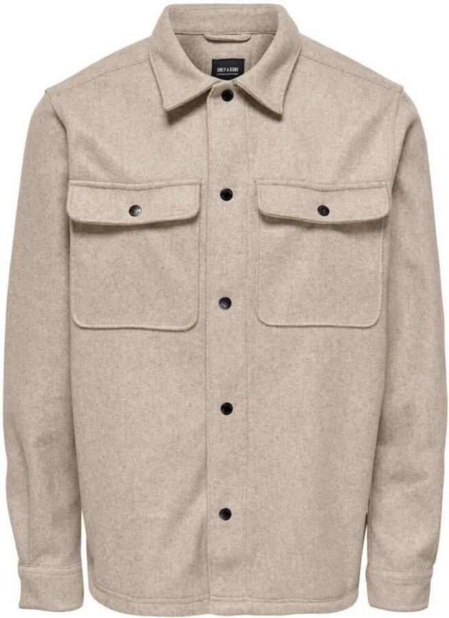 ONLY & SONS Overhemd met lange mouwen ONSASH OVR WOOLEN LOOK PKT LS SHIRT NOOS
