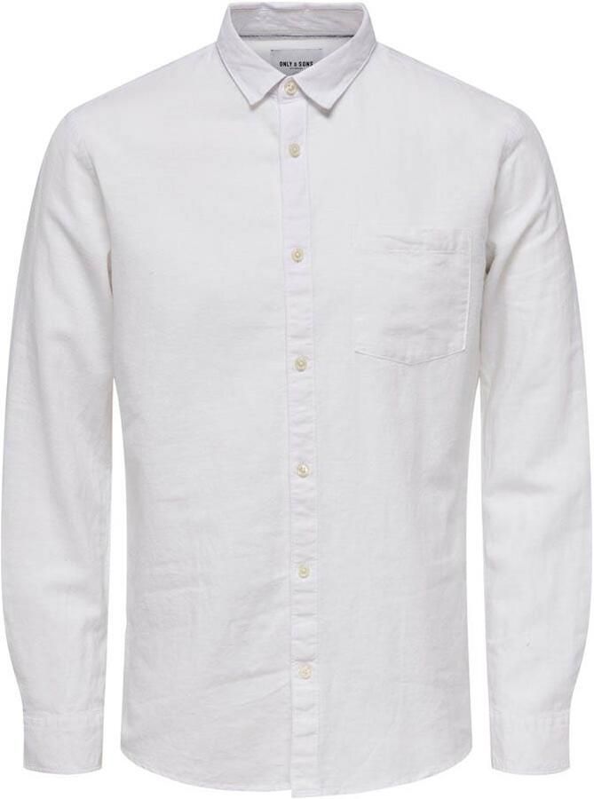 Only & Sons slim fit vrijetijdsoverhemd van mix van katoen en linnen model 'CAIDENLS SOLID' - Foto 5
