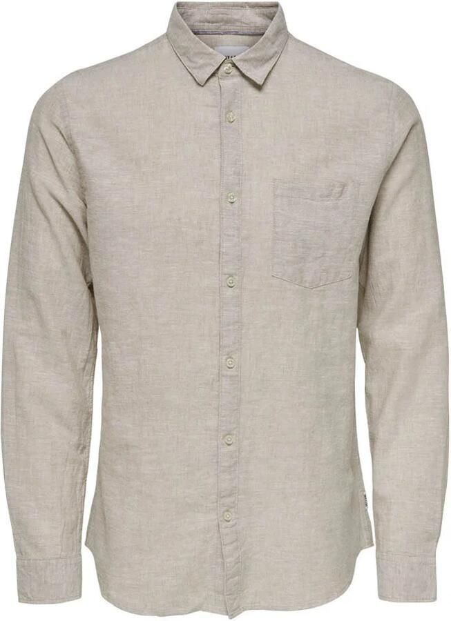 Only & Sons slim fit vrijetijdsoverhemd van mix van katoen en linnen model 'CAIDENLS SOLID'