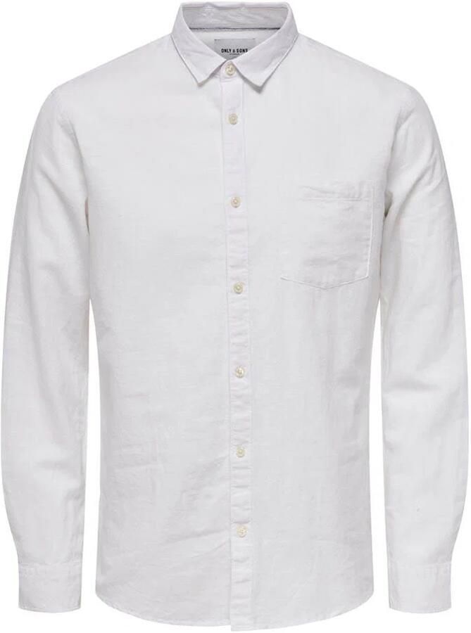 Only & Sons slim fit vrijetijdsoverhemd van mix van katoen en linnen model 'CAIDENLS SOLID' - Foto 10