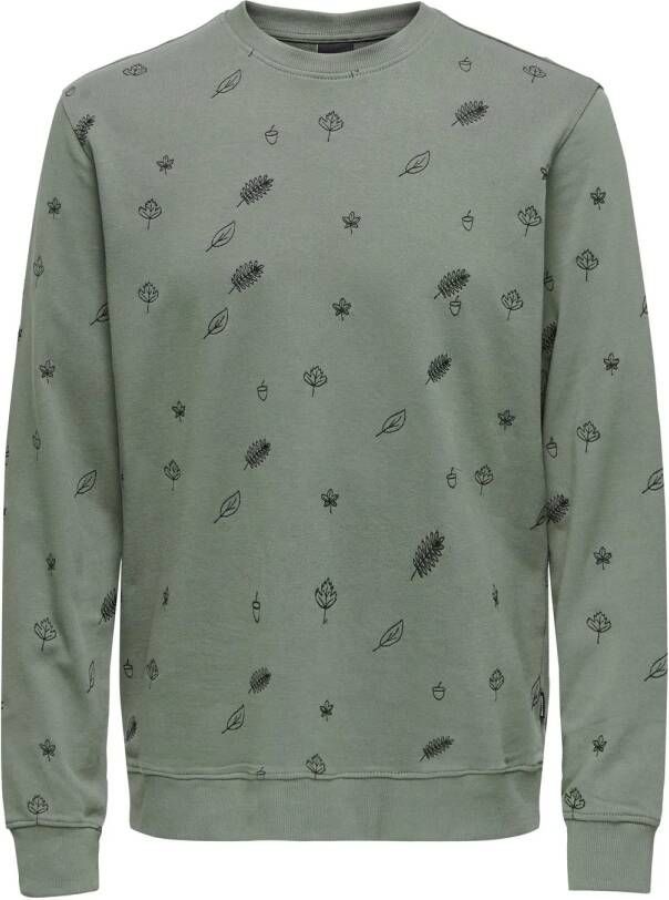 ONLY & SONS sweater ONSCAMDEN met all over print grijs