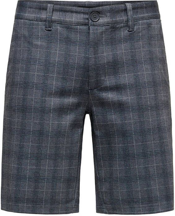 ONLY & SONS geruite regular fit short ONSMARK dark navy