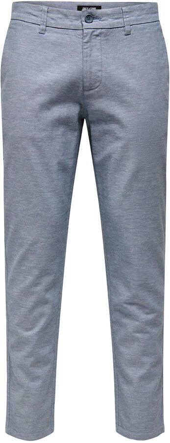 ONLY & SONS ONSMARK tapered chino met linnen blauw - Foto 3