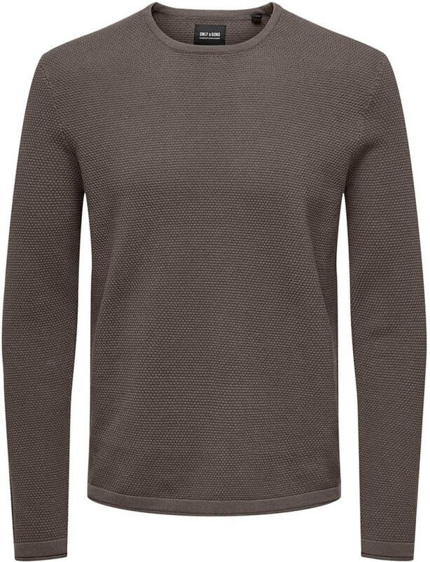 ONLY & SONS fijngebreide pullover met textuur seal brown