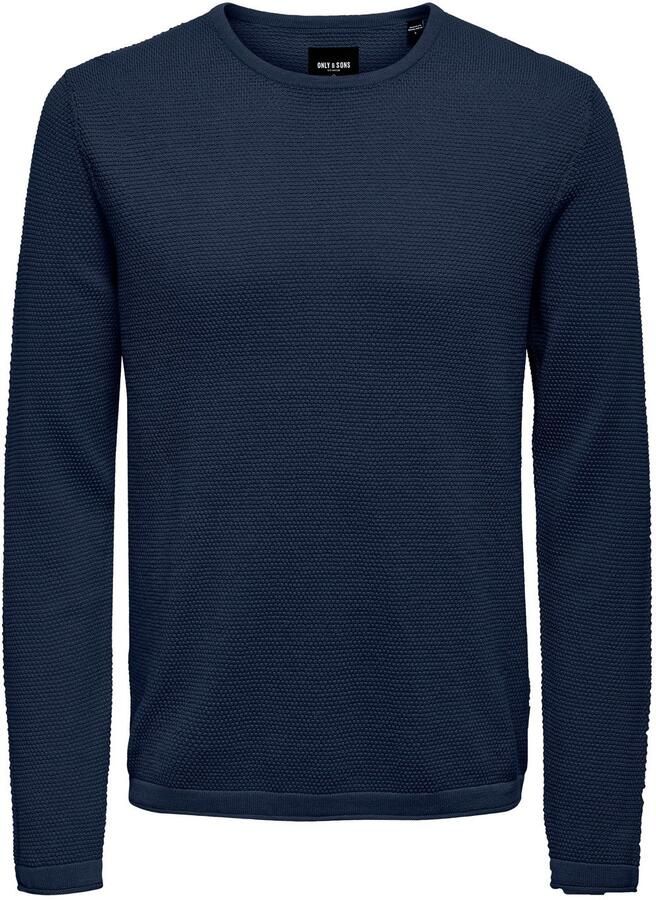 Only & Sons Blauwe effen gebreide kleding voor mannen Blue Heren