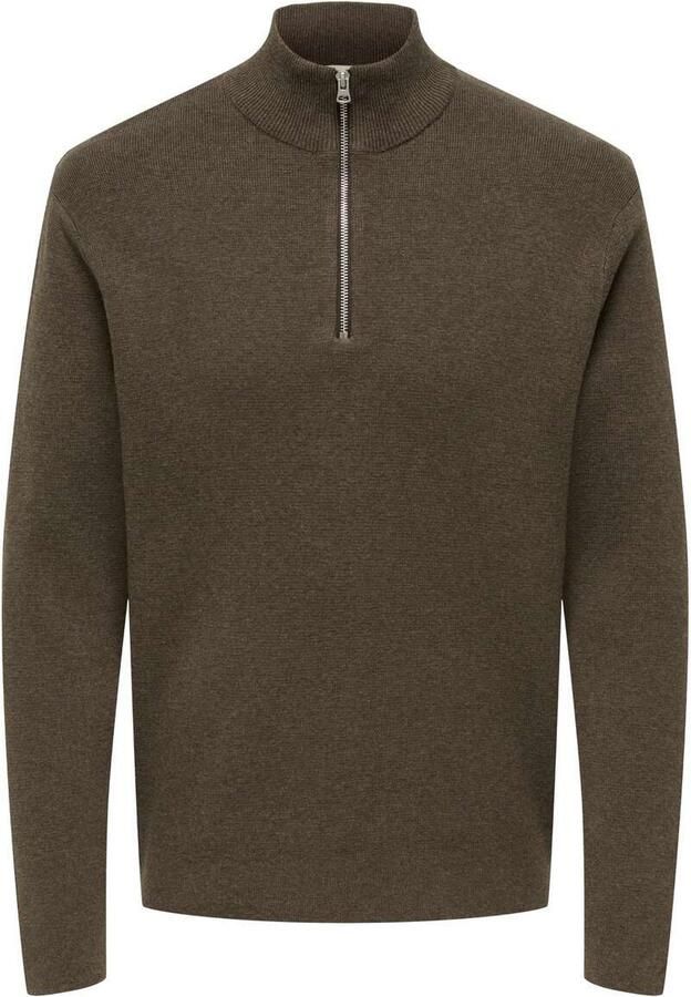 ONLY & SONS katoenen regular fit gebreide trui coffee bean - Foto 2