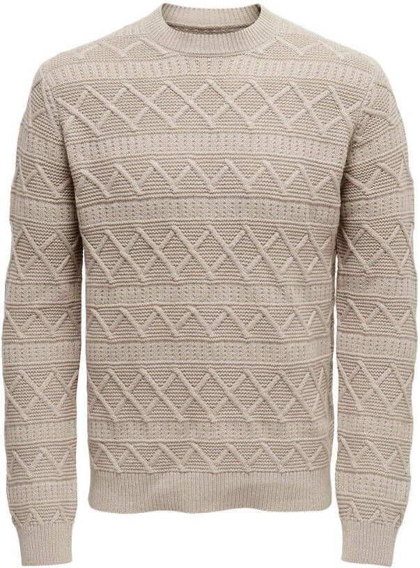 Only & Sons Round-neck Knitwear Beige Heren