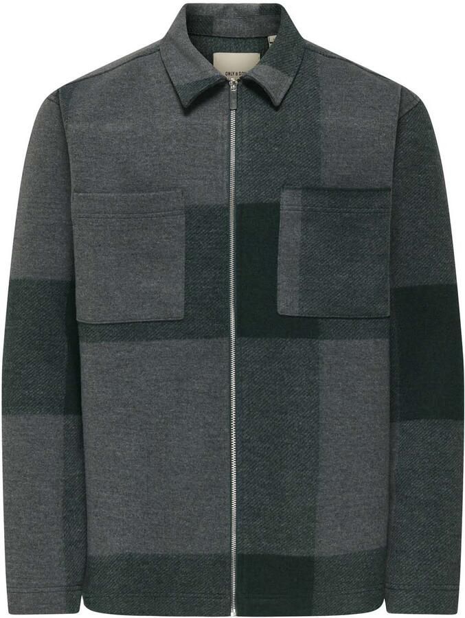 Only & Sons Wake Checked Zip Overshirt