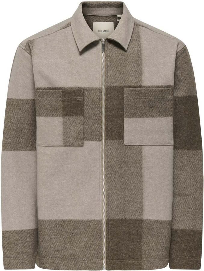 Only & Sons Wake Checked Zip Overshirt