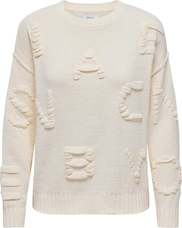 Only Onlkia LS Lose Detail Oneck KNT Cloud Dancer | Freewear Wit White Dames
