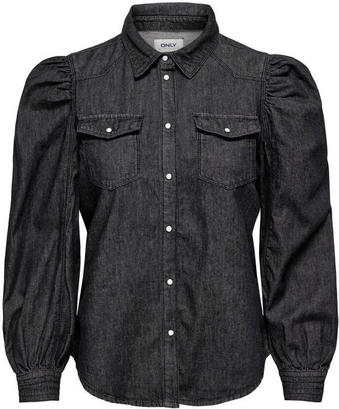 Only Mallory life ls dnm shirt qyt washed black Zwart Dames
