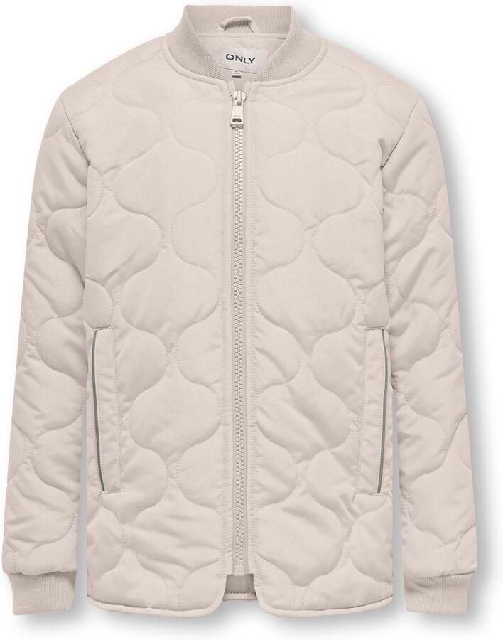 Only KIDS GIRL quilted gewatteerde tussenjas KOGANNA greige Grijs Meisjes Polyester Opstaande kraag 146