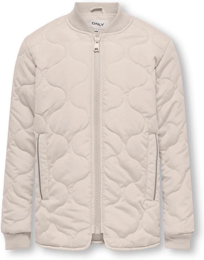 Only KIDS GIRL quilted gewatteerde tussenjas KOGANNA greige Grijs Meisjes Polyester Opstaande kraag 164