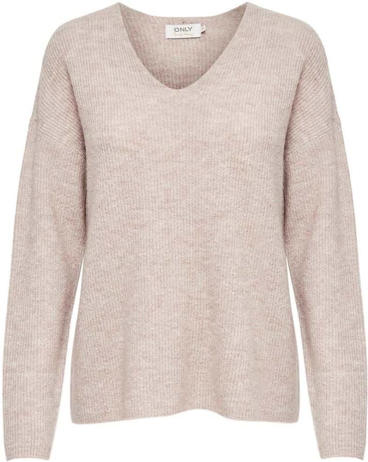 Only Onlcamilla V-Hals L S Pullover Knt: Pumice Stone MELANGE | Freewear Print Beige Dames - Foto 4