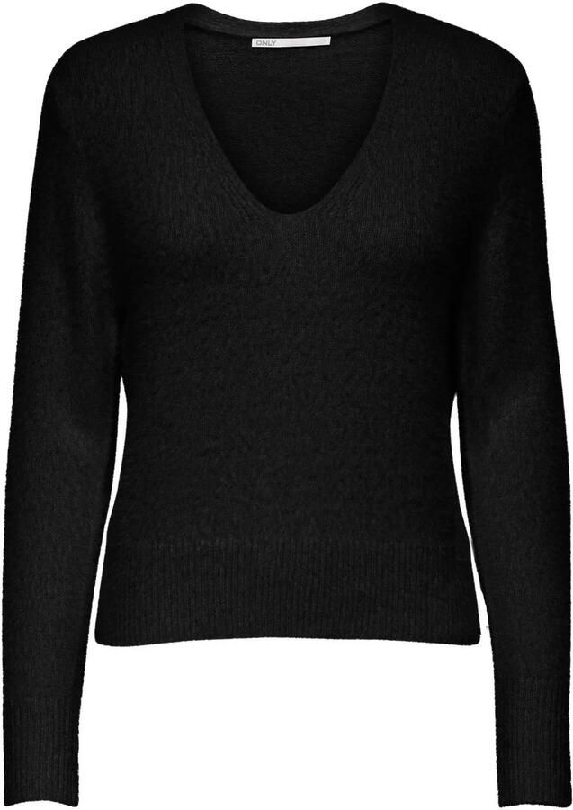 Only Zwarte V-hals Gebreide Kleding voor Vrouwen Black Dames