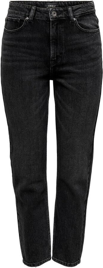 ONLY cropped high waist straight leg jeans ONLEMILY black denim regular - Foto 5