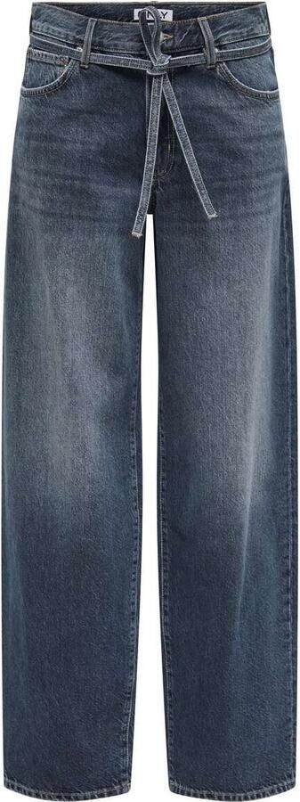 ONLY Onlgianna Mw Straight Dnm Dot003 Noos barrel jeans donkerblauw - Foto 3