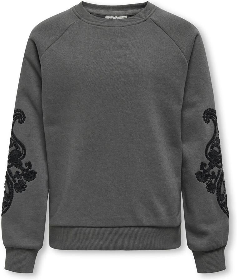 Only Kogeaston Life Geborduurde Sweater Magnet Zwart Gray Dames
