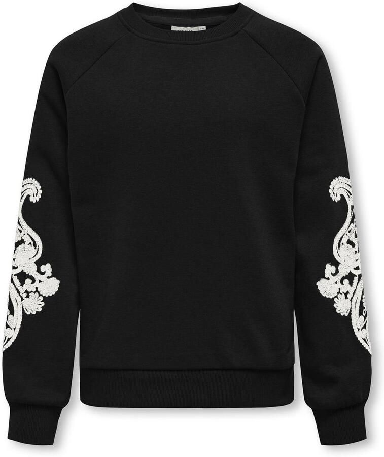ONLY KIDS GIRL gebloemde sweater KOGEASTON LIFE zwart