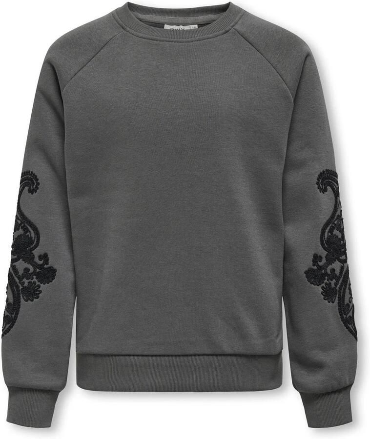 Only Kogeaston Life Geborduurde Sweater Magnet Zwart Gray Dames