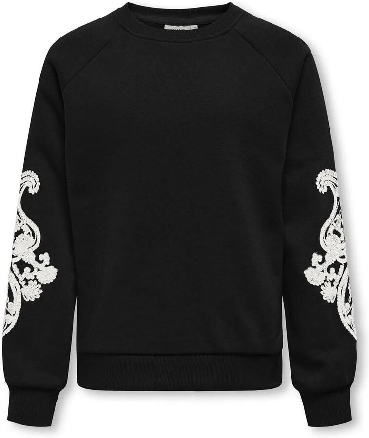 ONLY KIDS GIRL gebloemde sweater KOGEASTON LIFE zwart