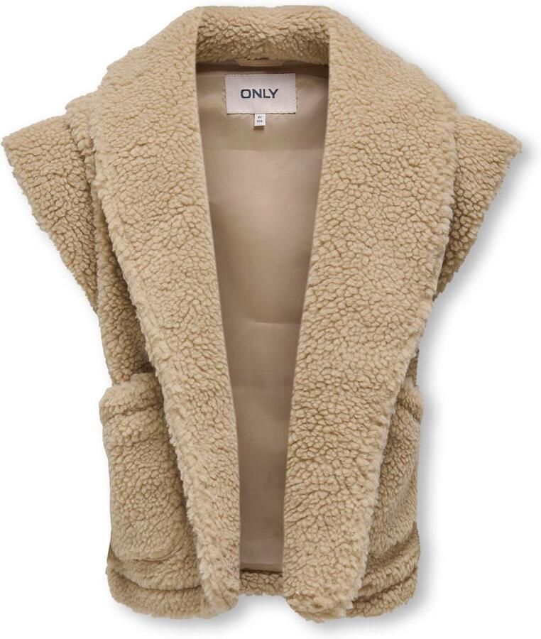 Only KIDS GIRL teddy gilet KOGSIKA zand Beige Effen 152 - Foto 2