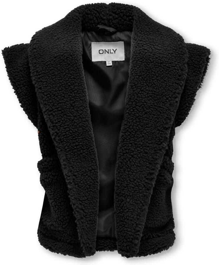 Only KIDS GIRL teddy gilet KOGSIKA zwart Effen 152