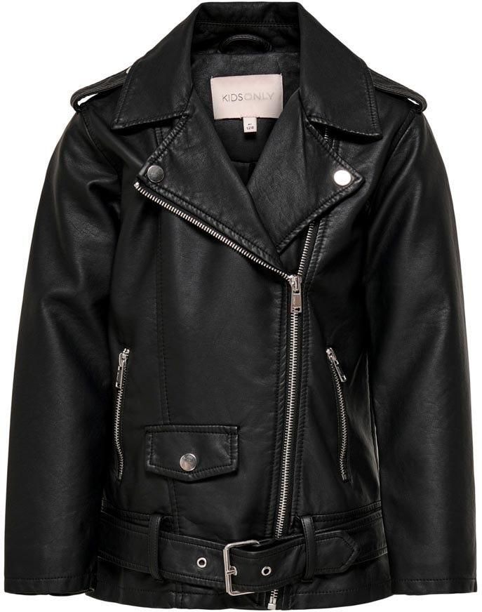 ONLY KIDS GIRL imitatieleren bikerjack KONFRY zwart