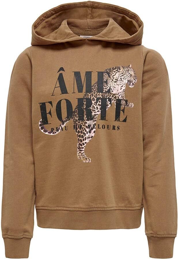ONLY KIDS GIRL hoodie KOGLUCINDA met printopdruk bruin