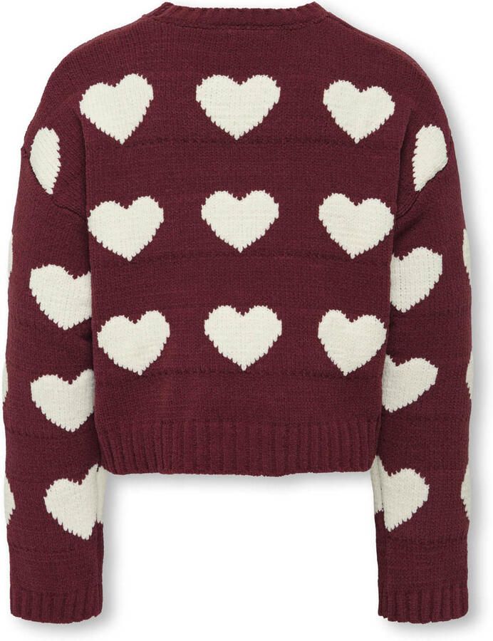 ONLY KIDS GIRL trui met hartjes donkerrood gebreid - Foto 3