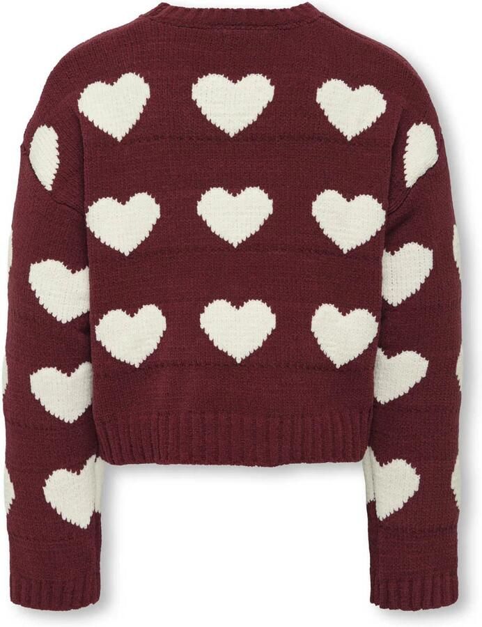 ONLY KIDS GIRL trui met hartjes donkerrood gebreid - Foto 3