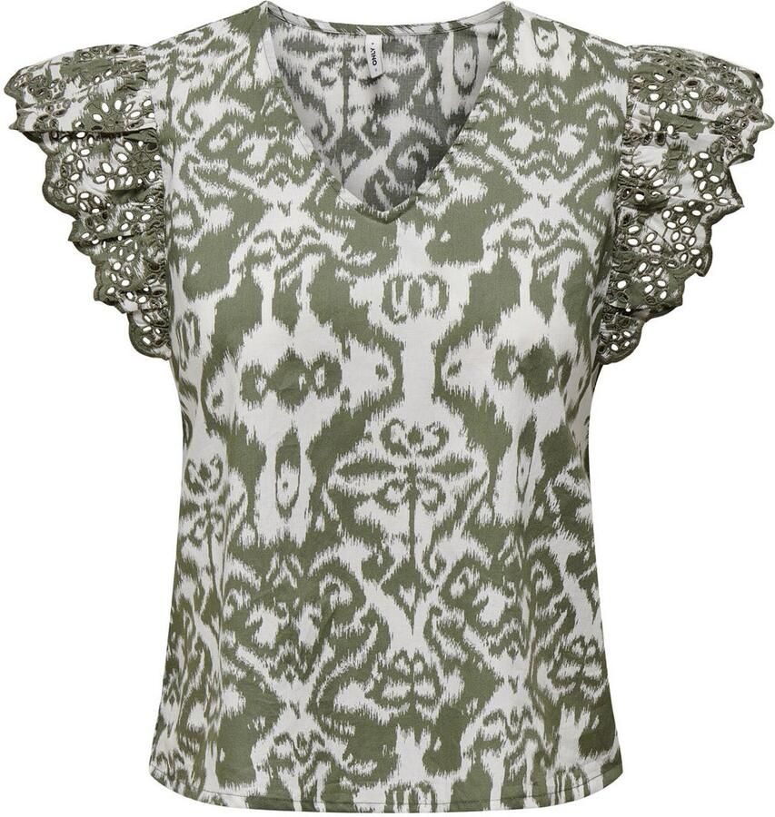 Only Gerimpelde Geborduurde Top Donna Collectie Multicolor Dames