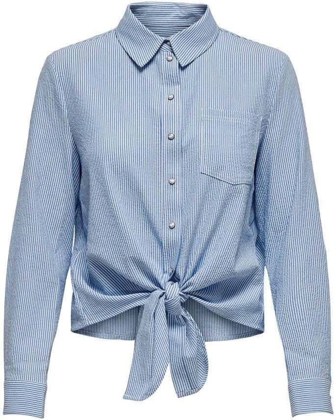 Only Olecey LS Stripe Knot DNM Shirt Cloud Dancer MEDIUM Blue | Freewear Blauw Blue Dames - Foto 6