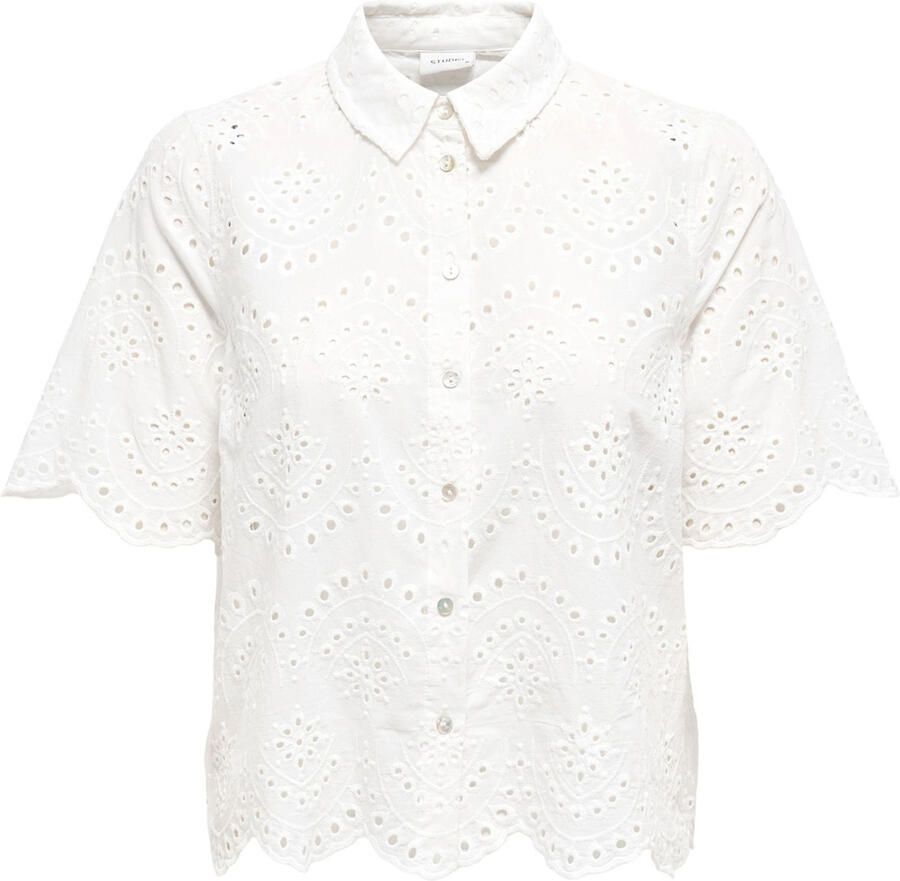 Only Regular fit overhemdblouse met broderie anglaise model 'VALAIS' - Foto 4