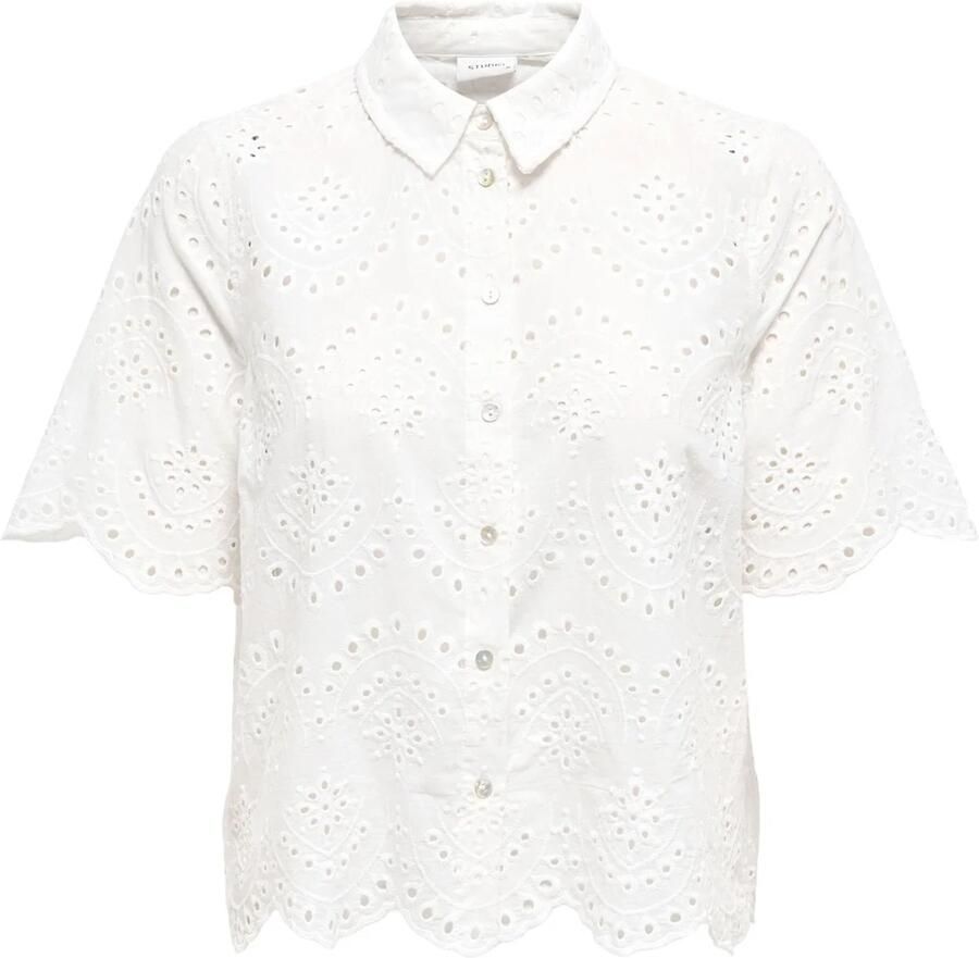Only Regular fit overhemdblouse met broderie anglaise model 'VALAIS' - Foto 4
