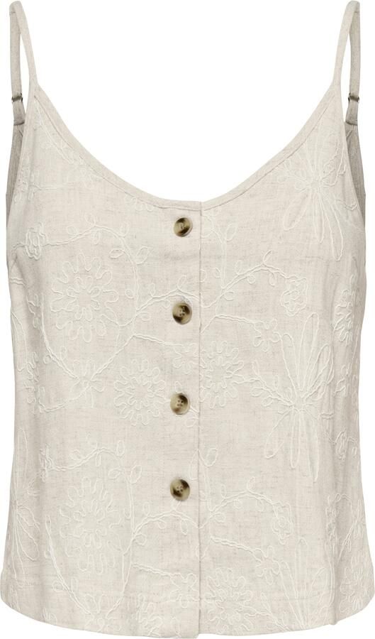 Only Siesta Linen Blend Embroidery Singlet Dames