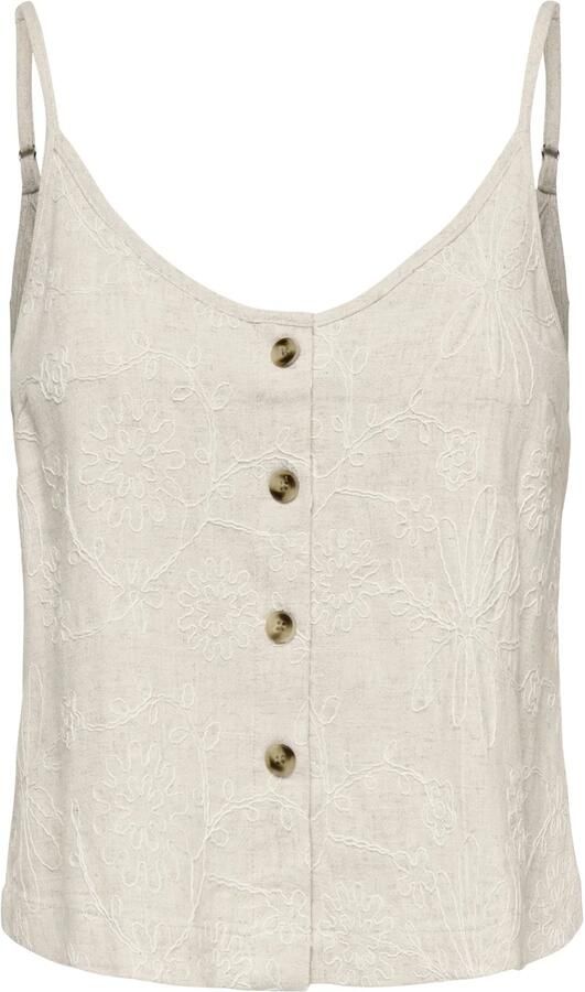 Only Siesta Linen Blend Embroidery Singlet Dames