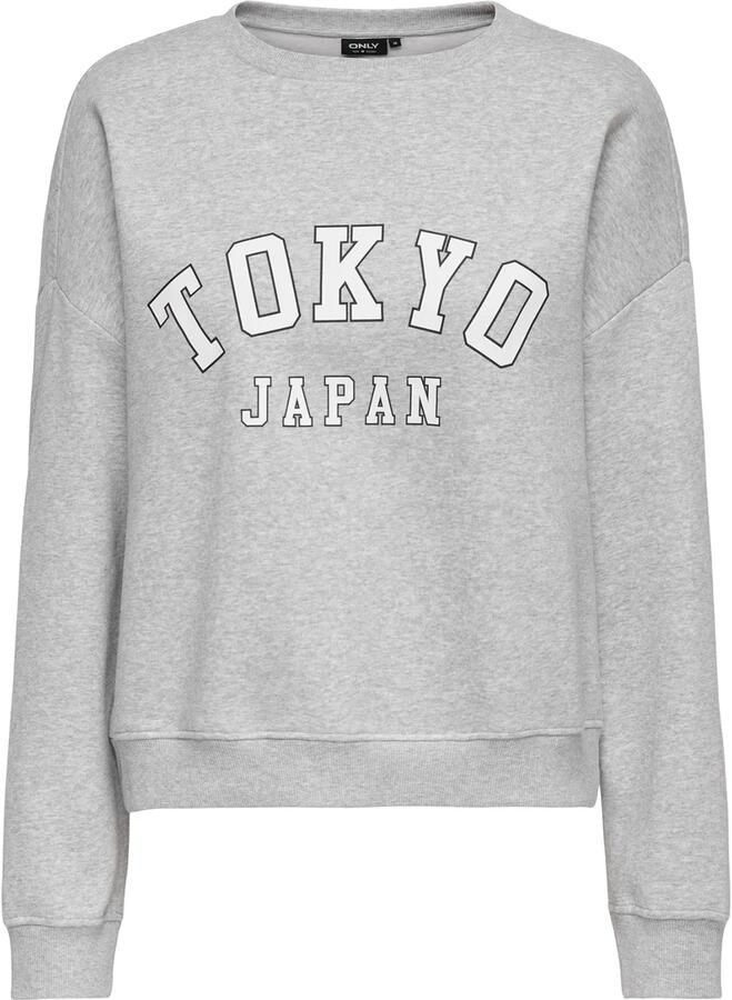 Only Life Crew Sweater met Lange Mouwen Gray Dames