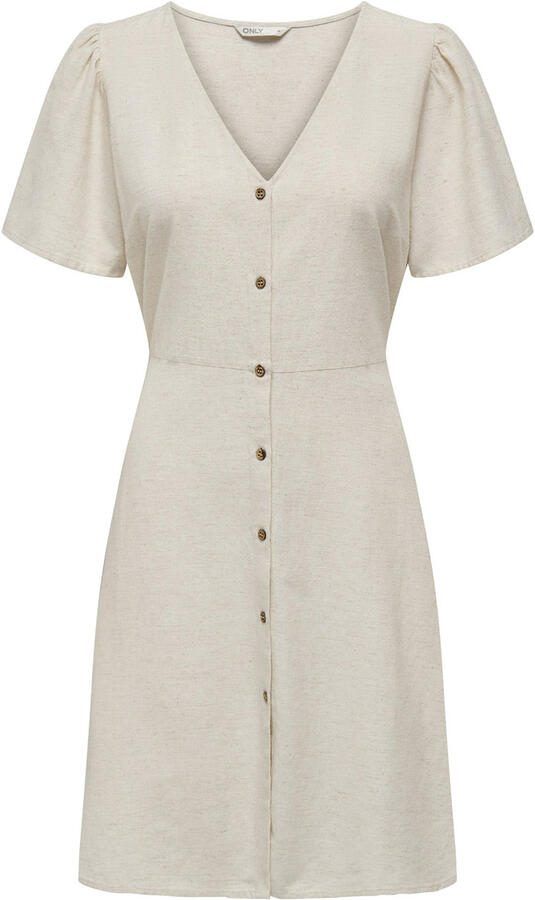 Only Korte Jurk Robe beige col en V manches courtes - Foto 3