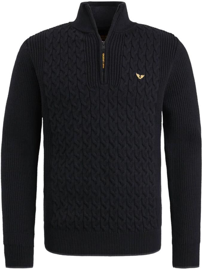 PME Legend Knitted Half Zip Trui Cable Zwart