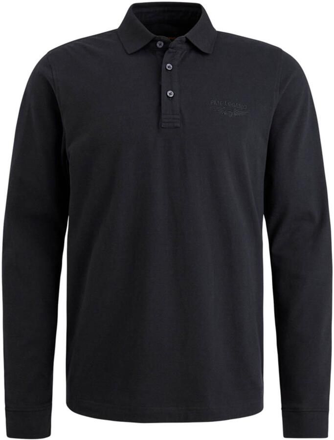PME Legend Lange Mouw Polo Peached Pique Black Heren
