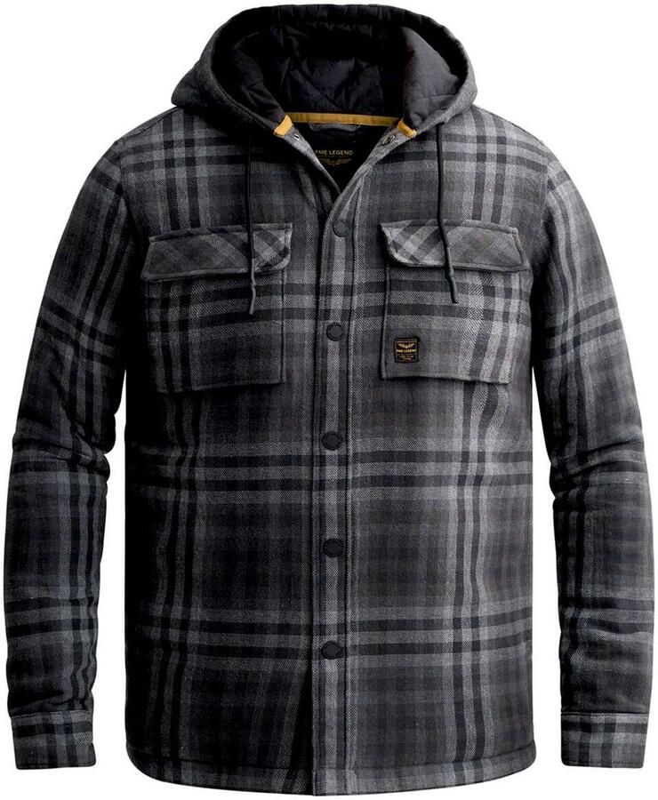 PME LEGEND Overshirt met ruitpatroon en gequilte capuchon