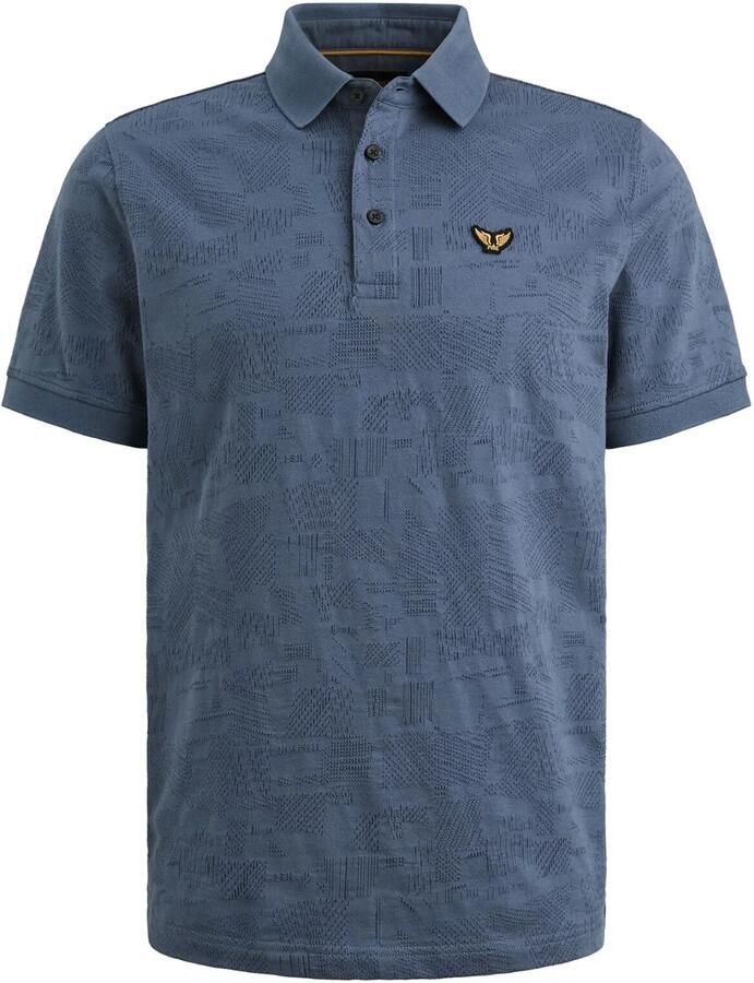 PME Legend regular polo met ingebreid patroon donkerblauw