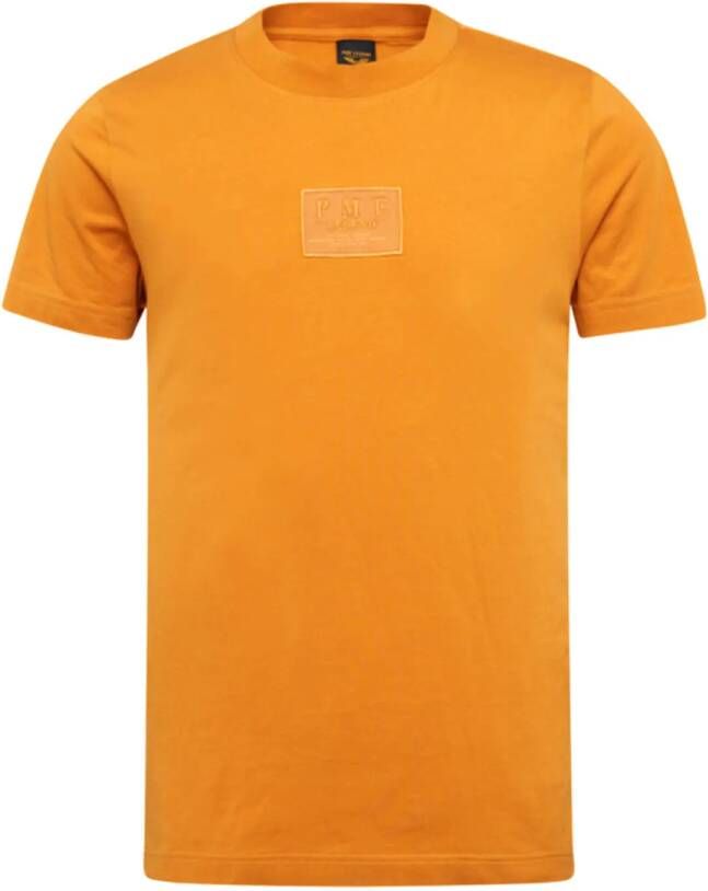 PME Legend Korte mouw r-hals katoen elastan gouden eik Oranje Heren