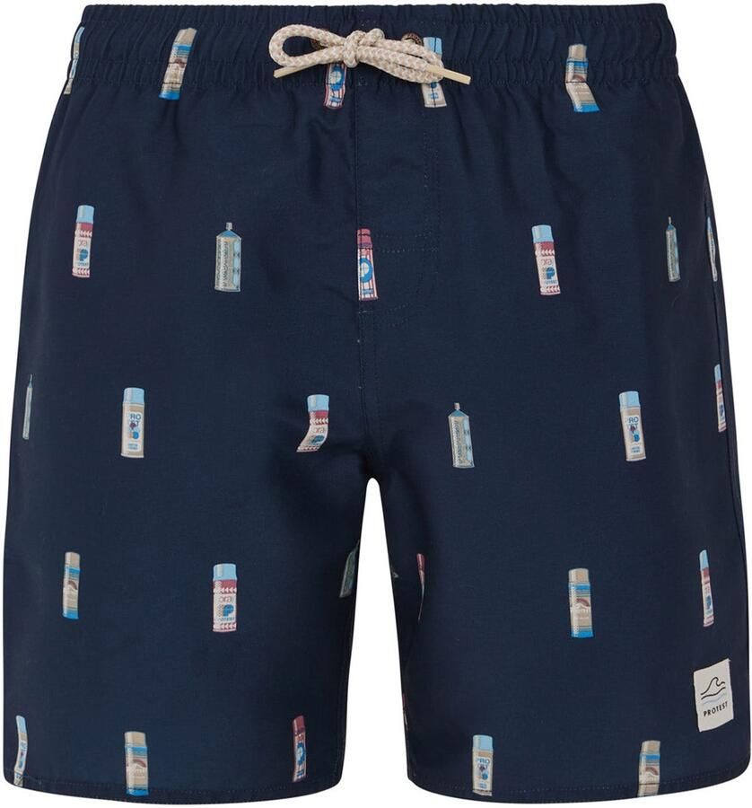 Protest zwemshort PRTBITMAP JR donkerblauw Jongens Polyester All over print 116 - Foto 4