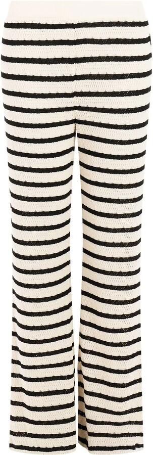 Protest regular waist gestreepte flared broek ecru