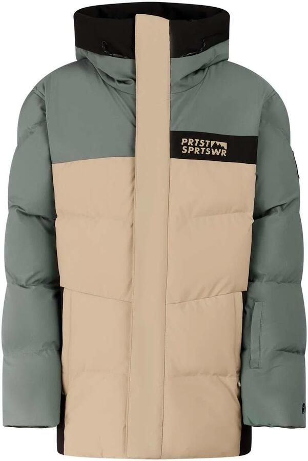 Protest PRTHunton JR ski-jas beige groen zwart Skijack Jongens Polyester Capuchon