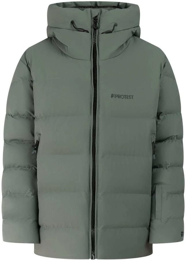 Protest PRTWalden JR ski-jas grijsgroen Skijack Jongens Softshell Capuchon