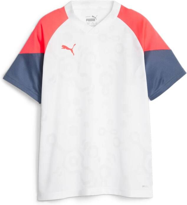 Puma Junior voetbalshirt wit rood donkerblauw Sport t-shirt Polyester V-hals 128